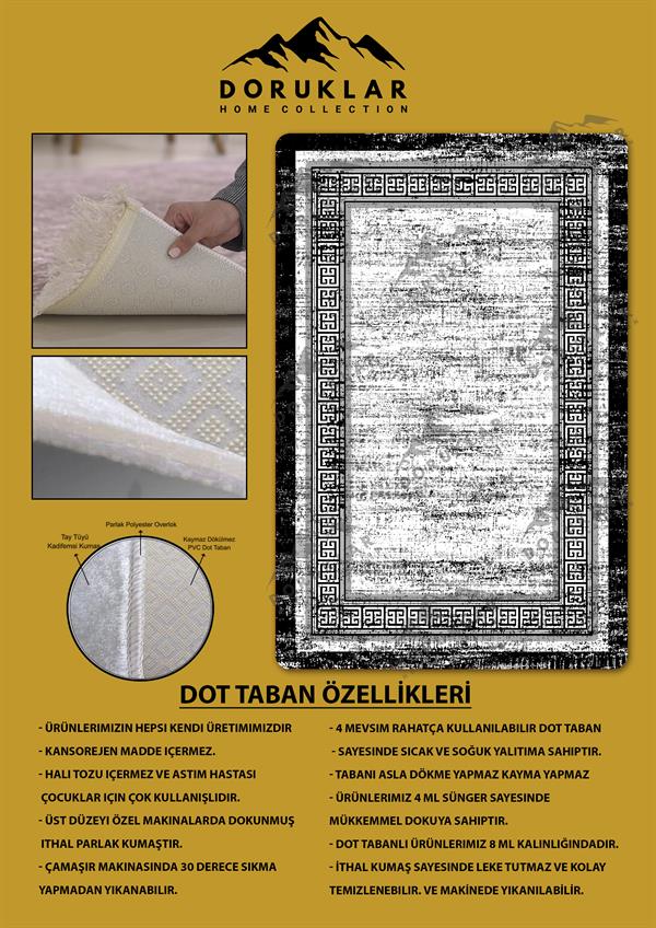 Kaymaz Taban Yıkanabilir Dijital Baskı Dekoratif Modern Desenli Dot Taban Halı Nova Serisi NV81