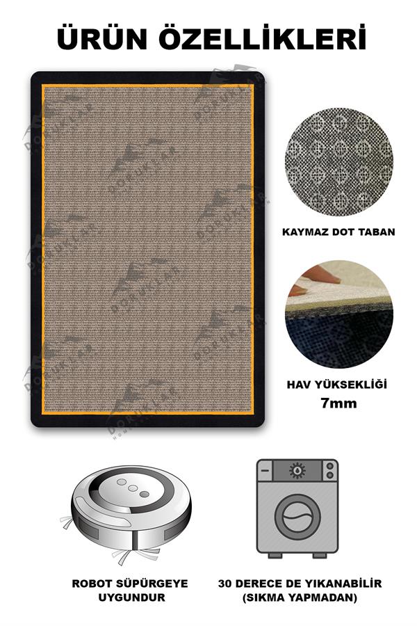 Kaymaz Taban Yıkanabilir Dijital Baskı Dekoratif Modern Desenli Dot Taban Halı Zen Serisi ZEN08
