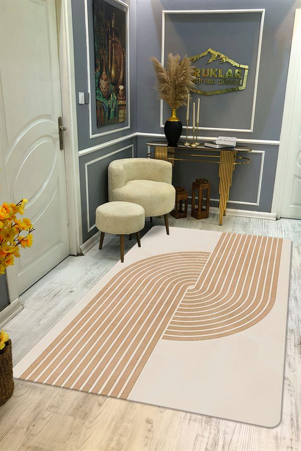 Kaymaz Taban Yıkanabilir Dijital Baskı Dekoratif Modern Desenli Dot Taban Halı Soft  Serisi SFT24