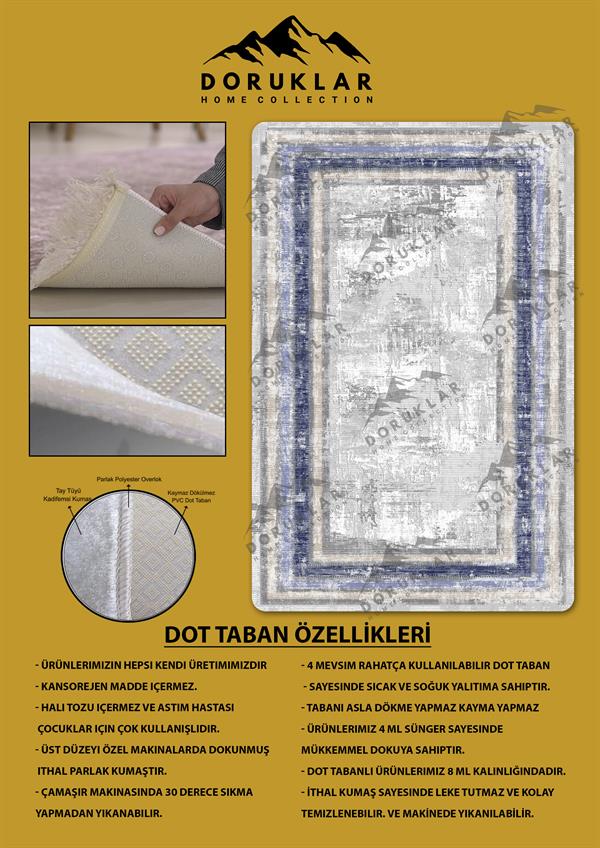 Kaymaz Taban Yıkanabilir Dijital Baskı Eskitme Desenli Salon Halısı
