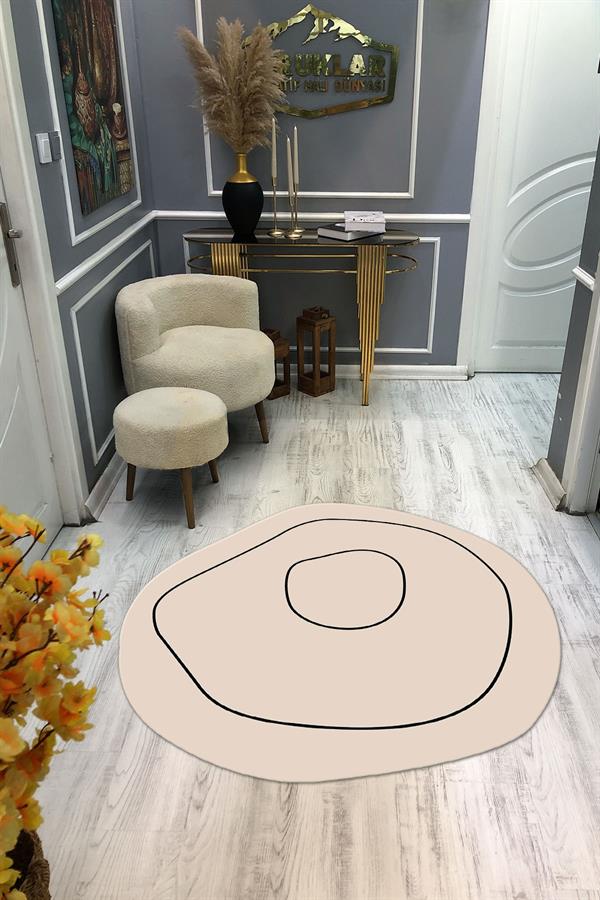 Kaymaz Taban Yıkanabilir Dijital Baskı Soyut Desenli Dot Taban Halı