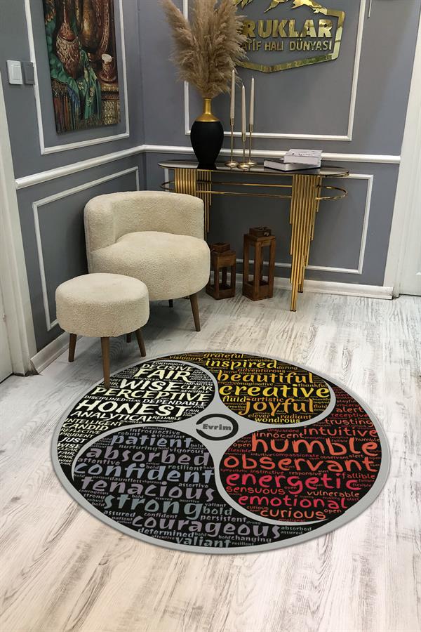 Kaymaz Taban Yıkanabilir Dijital Baskı Dekoratif Modern Desenli Dot Taban Halı MDH292