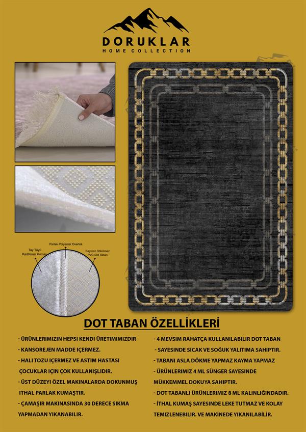 Kaymaz Taban Yıkanabilir Dijital Baskı Dekoratif Modern Desenli Dot Taban Halı Nova Serisi NV106