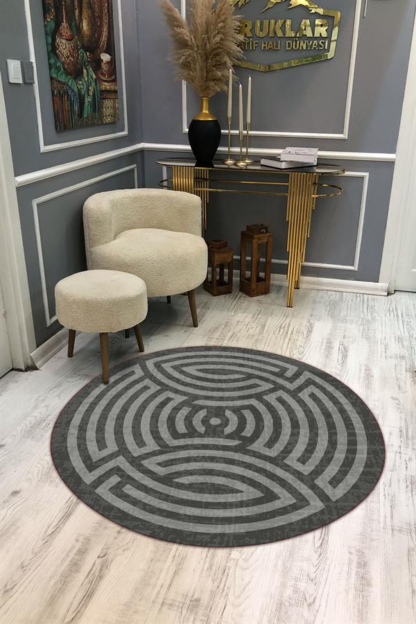Kaymaz Taban Yıkanabilir Dijital Baskı Dekoratif Modern Desenli Maze Serisi Dot Taban Halı MZ08