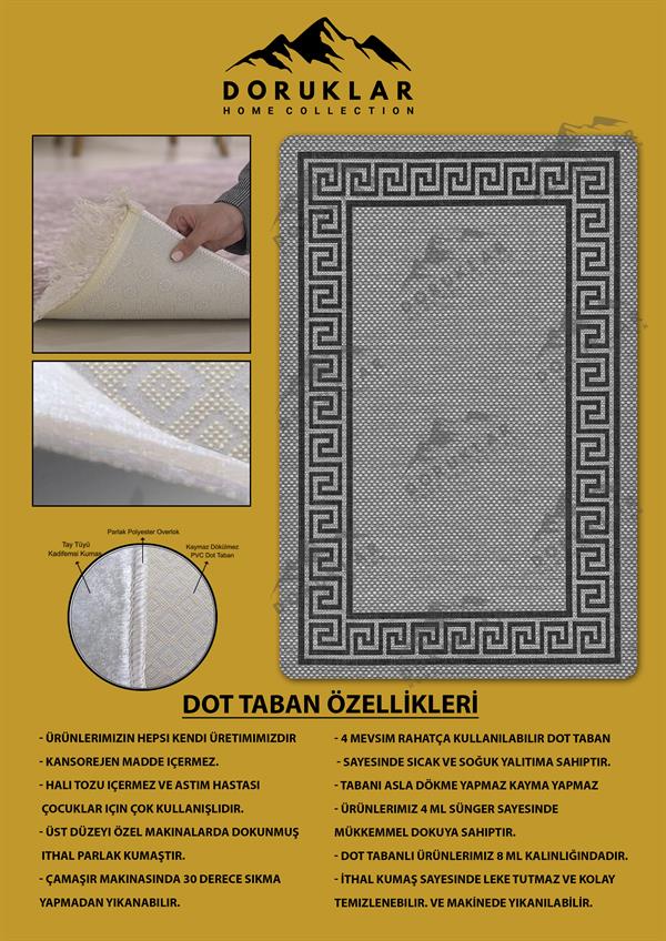 Kaymaz Taban Yıkanabilir Dijital Baskı Dekoratif Modern Desenli Dot Taban Halı Nova Serisi NV43