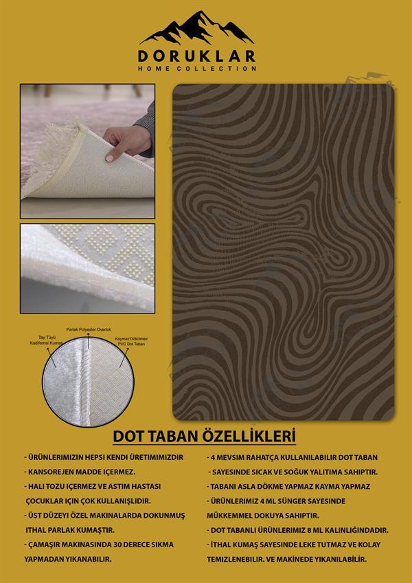 Kaymaz Taban Yıkanabilir Dijital Baskı Dekoratif Modern Desenli Retro Serisi Dot Taban Halı RTR06