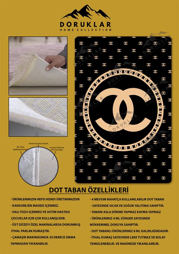 Kaymaz Taban Yıkanabilir Dijital Baskı Dekoratif Modern Desenli Lux Serisi Dot Taban Halı L10