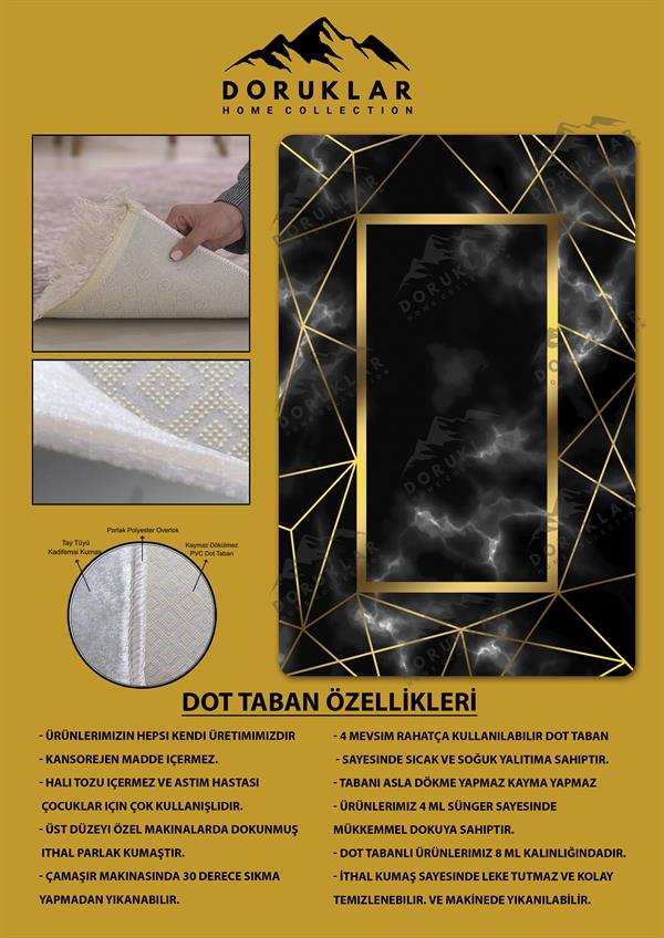 Kaymaz Taban Yıkanabilir Dijital Baskı Dekoratif Modern Desenli Dot Taban Halı Nova Serisi NV113