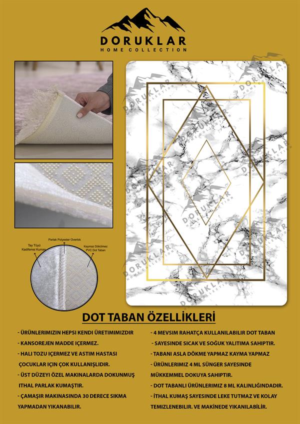 Kaymaz Taban Yıkanabilir Dijital Baskı Dekoratif Modern Desenli Dot Taban Halı Nova Serisi NV111