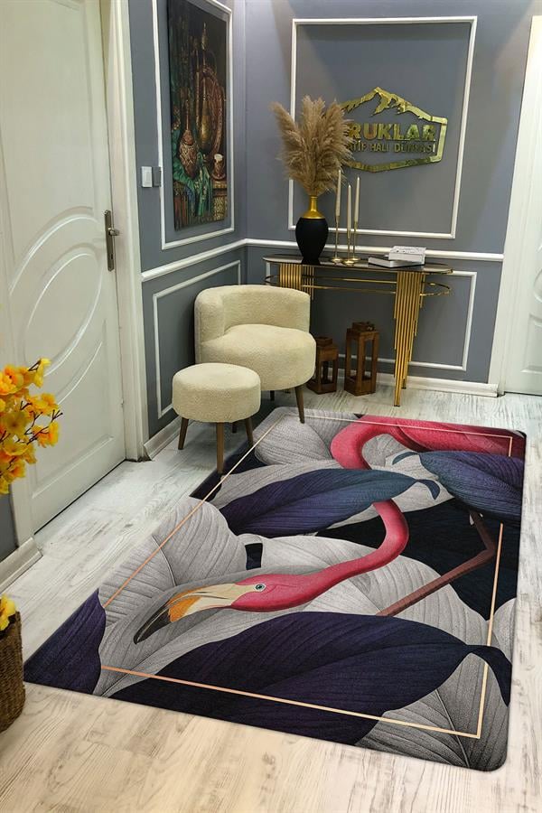 Kaymaz Taban Yıkanabilir Dijital Baskı Dekoratif Modern Desenli Dot Taban Halı