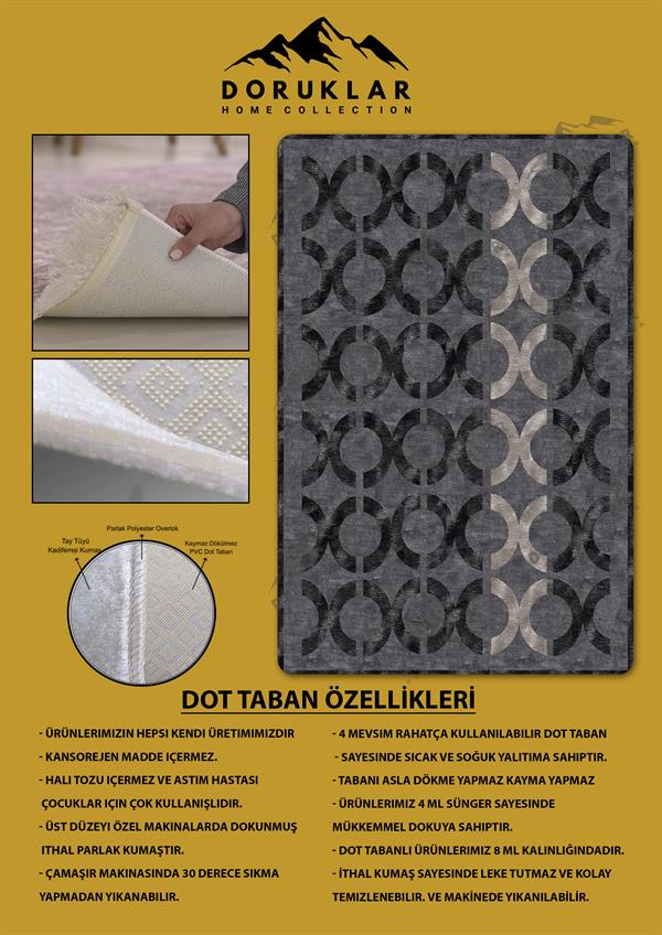 Kaymaz Taban Yıkanabilir Dijital Baskı Dekoratif Modern Desenli NesV2 Serisi Dot Taban Halı N2S10