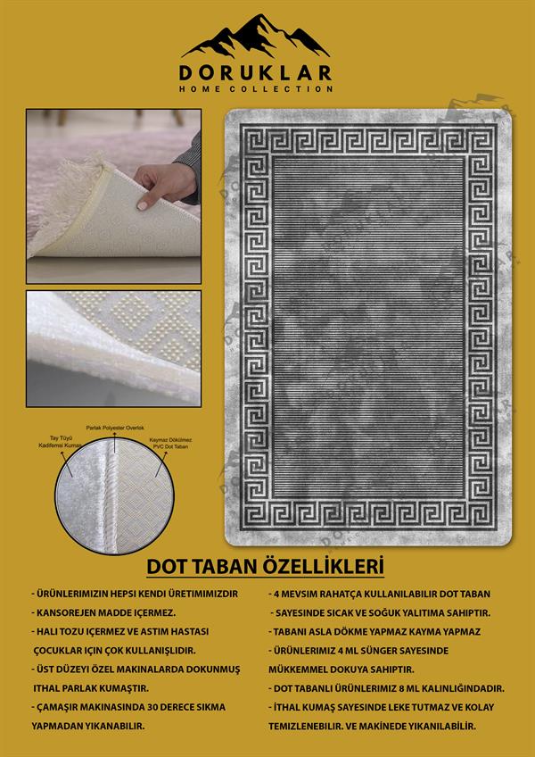 Kaymaz Taban Yıkanabilir Dijital Baskı Dekoratif Modern Desenli Dot Taban Halı Nova Serisi NV94