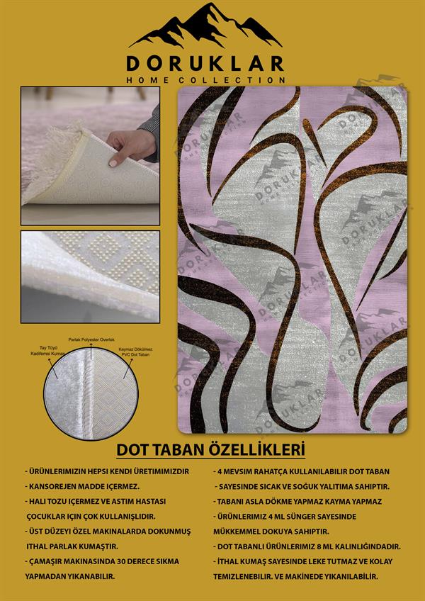 Kaymaz Taban Yıkanabilir Dijital Baskı Dekoratif Modern Desenli Marry Serisi Dot Taban Halı MRY01