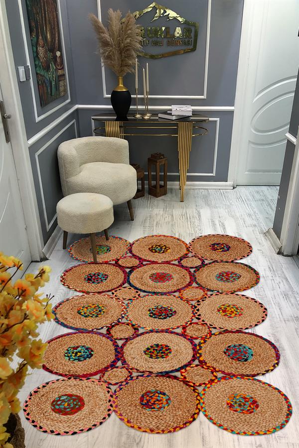 Kaymaz Taban Yıkanabilir Dijital Baskı Dekoratif Modern Desenli Elegance Serisi Lazer Kesim Dot Taban Halı ELG59