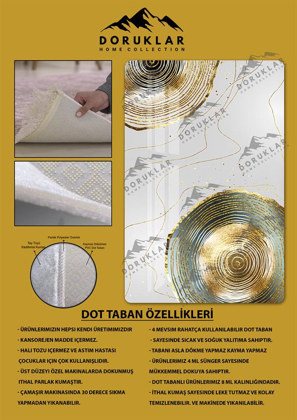 Kaymaz Taban Yıkanabilir Dijital Baskı Dekoratif Modern Desenli Dot Taban Halı Soft  Serisi SFT39