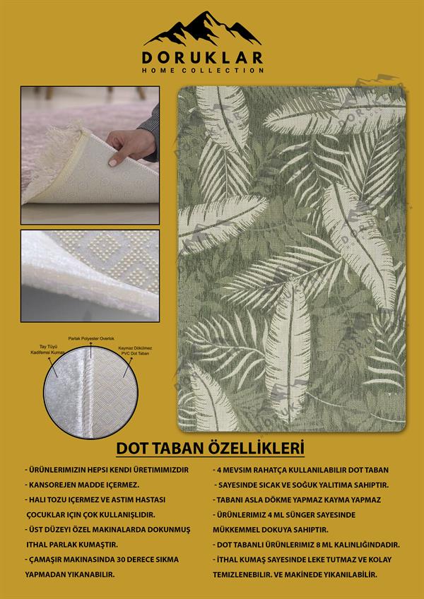 Kaymaz Taban Yıkanabilir Dijital Baskı Dekoratif Modern Desenli Dora Serisi Dot Taban Halı DR06