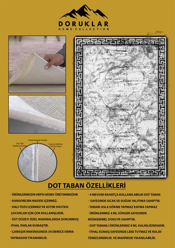 Kaymaz Taban Yıkanabilir Dijital Baskı Dekoratif Modern Desenli Dot Taban Halı Nova Serisi NV53
