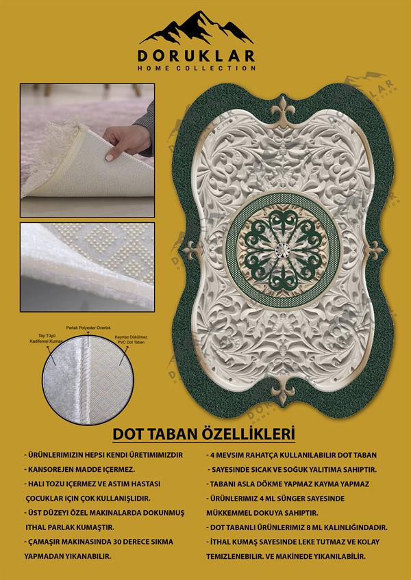 Kaymaz Taban Yıkanabilir Dijital Baskı Dekoratif Modern Desenli Elegance Serisi Lazer Kesim Dot Taban Halı ELG14