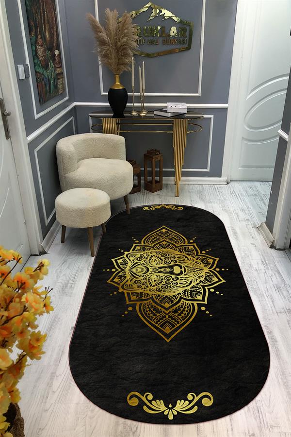 Kaymaz Taban Yıkanabilir Dijital Baskı Dekoratif Modern Desenli Alfa Serisi Dot Taban Halı ALF01