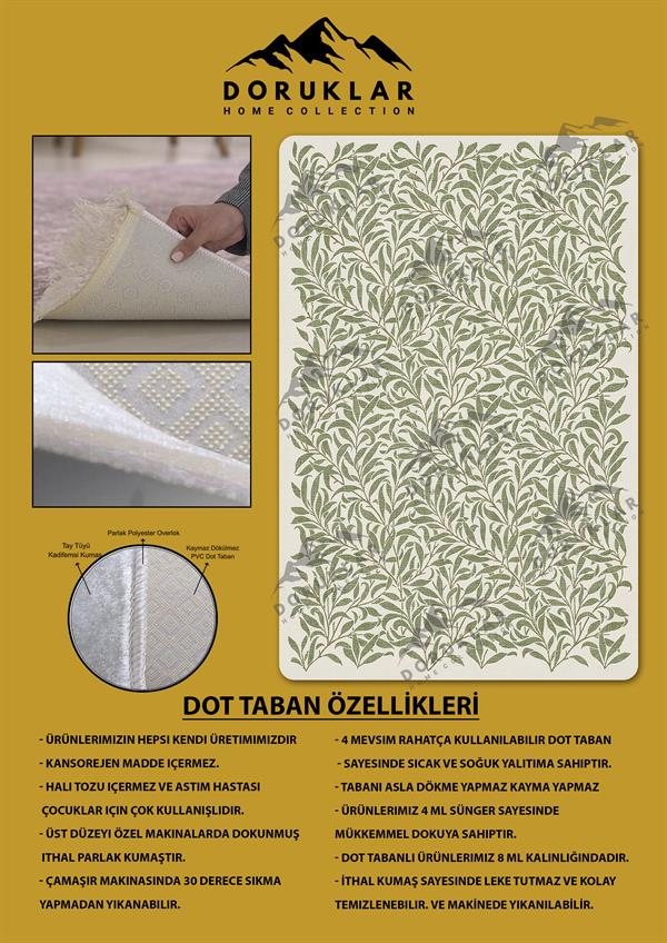 Kaymaz Taban Yıkanabilir Dijital Baskı Dekoratif Modern Desenli Dora Serisi Dot Taban Halı DR07