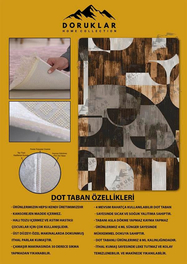 Kaymaz Taban Yıkanabilir Dijital Baskı Dekoratif Modern Desenli Dot Taban Halı