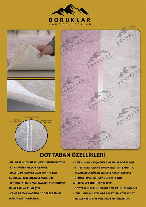 Kaymaz Taban Yıkanabilir Dijital Baskı Dekoratif Modern Desenli Dot Taban Halı Nova Serisi NV06