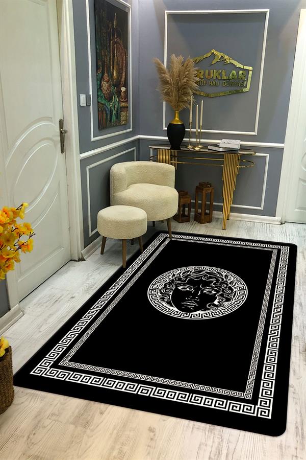 Kaymaz Taban Yıkanabilir Dijital Baskı Dekoratif Modern Desenli Apollo Serisi Dot Taban Halı AP09