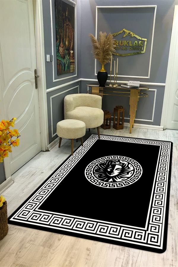 Kaymaz Taban Yıkanabilir Dijital Baskı Dekoratif Modern Desenli Apollo Serisi Dot Taban Halı AP01