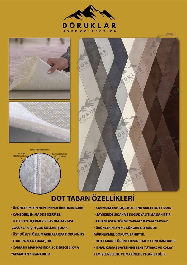 Kaymaz Taban Yıkanabilir Dijital Baskı Dekoratif Modern Desenli Dot Taban Halı Nes V2 Serisi NES007