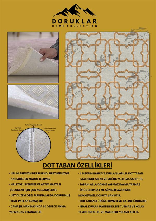Kaymaz Taban Yıkanabilir Dijital Baskı Dekoratif Modern Desenli NesV2 Serisi Dot Taban Halı N2S16