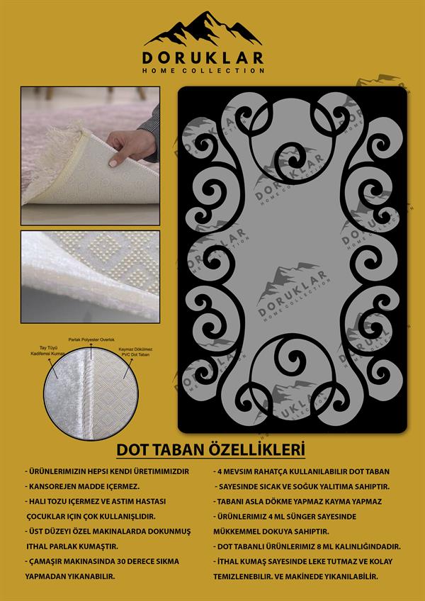 Kaymaz Taban Yıkanabilir Dijital Baskı Dairesel Desenli Halı