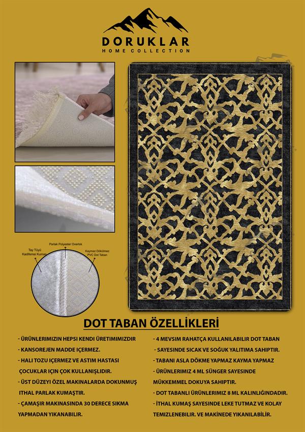 Kaymaz Taban Yıkanabilir Dijital Baskı Dekoratif Modern Desenli NesV2 Serisi Dot Taban Halı N2S03