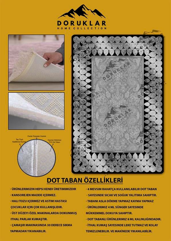 Kaymaz Taban Yıkanabilir Dijital Baskı Damlacık Desenli Halı