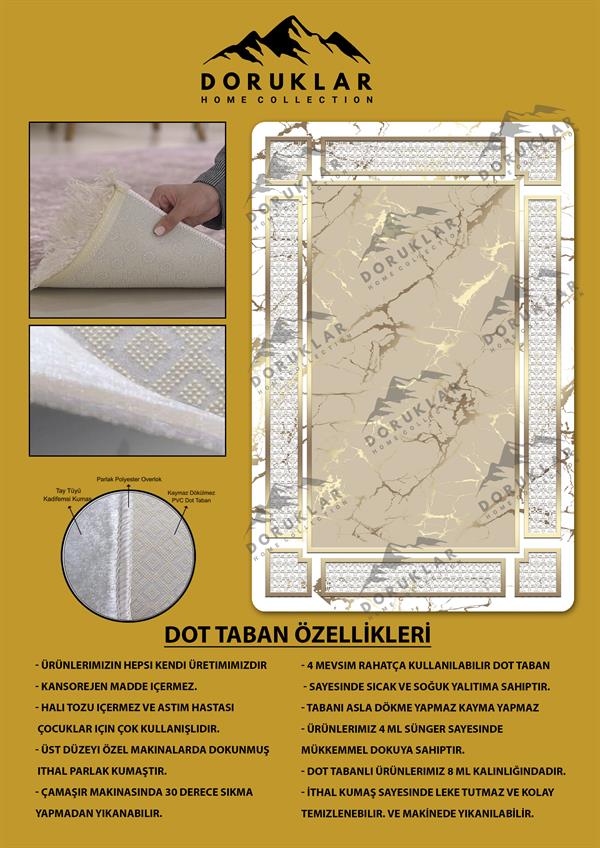 Kaymaz Taban Yıkanabilir Dijital Baskı Dekoratif Modern Desenli Dot Taban Halı Nova Serisi NV34