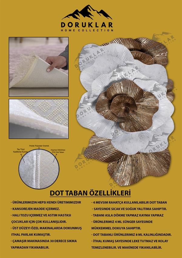 Kaymaz Taban Yıkanabilir Dijital Baskı Dekoratif Modern Desenli Elegance Serisi Lazer Kesim Dot Taban Halı ELG84