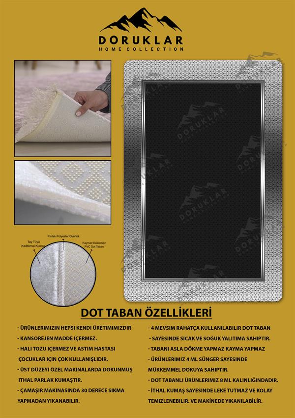 Kaymaz Taban Yıkanabilir Dijital Baskı Dekoratif Modern Desenli Dot Taban Halı Nova Serisi NV01