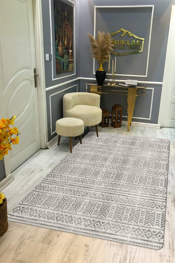 Kaymaz Taban Yıkanabilir Dijital Baskı Dekoratif Modern Desenli Dot Taban Halı Zen Serisi ZEN03