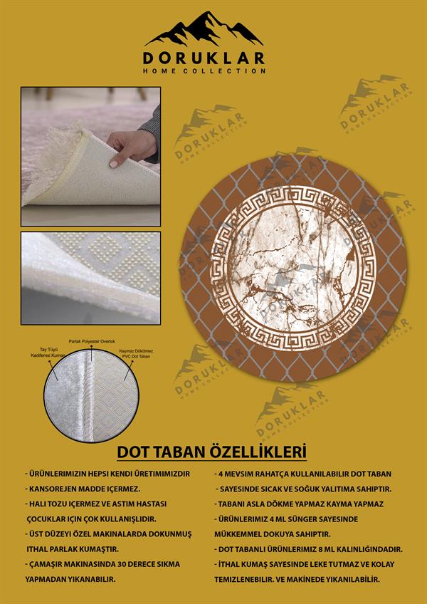 Kaymaz Taban Yıkanabilir Dijital Baskı Dekoratif Modern Desenli Yuvarlak Dot Taban Halı