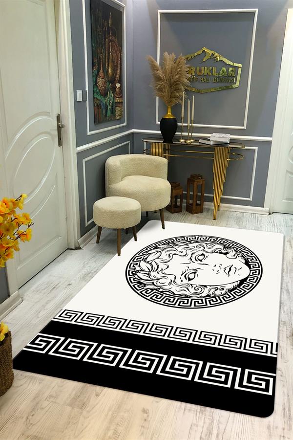 Kaymaz Taban Yıkanabilir Dijital Baskı Dekoratif Modern Desenli Apollo Serisi Dot Taban Halı AP20
