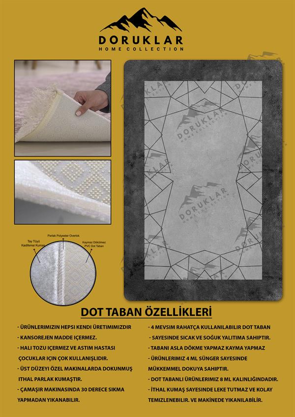 Kaymaz Taban Yıkanabilir Dijital Baskı Dekoratif Modern Desenli Dot Taban Halı Nova Serisi NV75