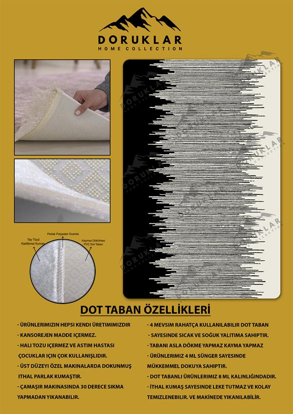 Kaymaz Taban Yıkanabilir Dijital Baskı Dekoratif Modern Desenli Dot Taban Halı Nova Serisi NV73