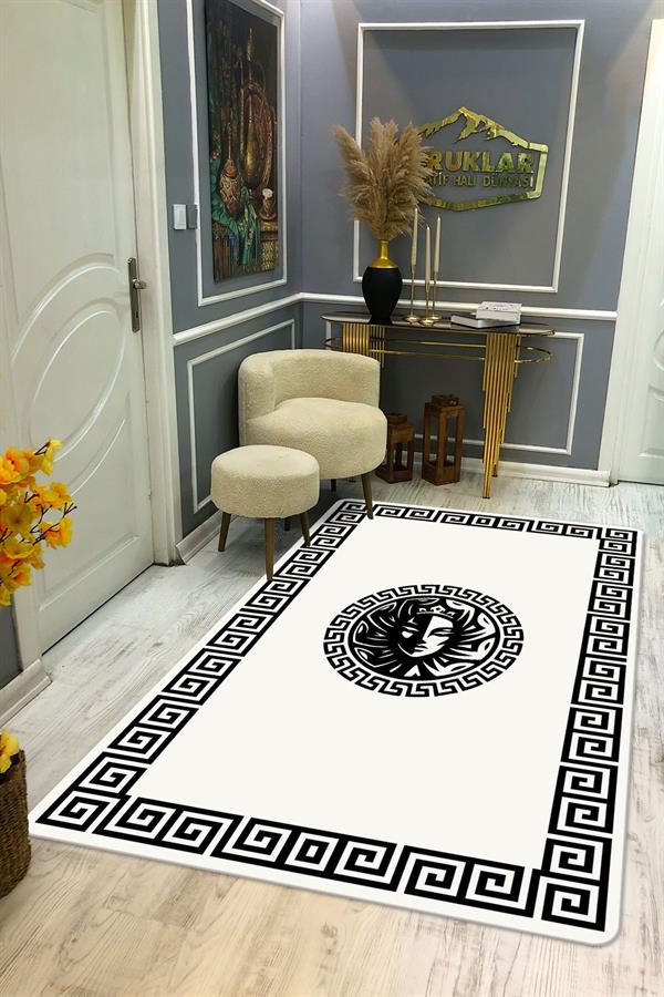 Kaymaz Taban Yıkanabilir Dijital Baskı Dekoratif Modern Desenli Apollo Serisi Dot Taban Halı AP04