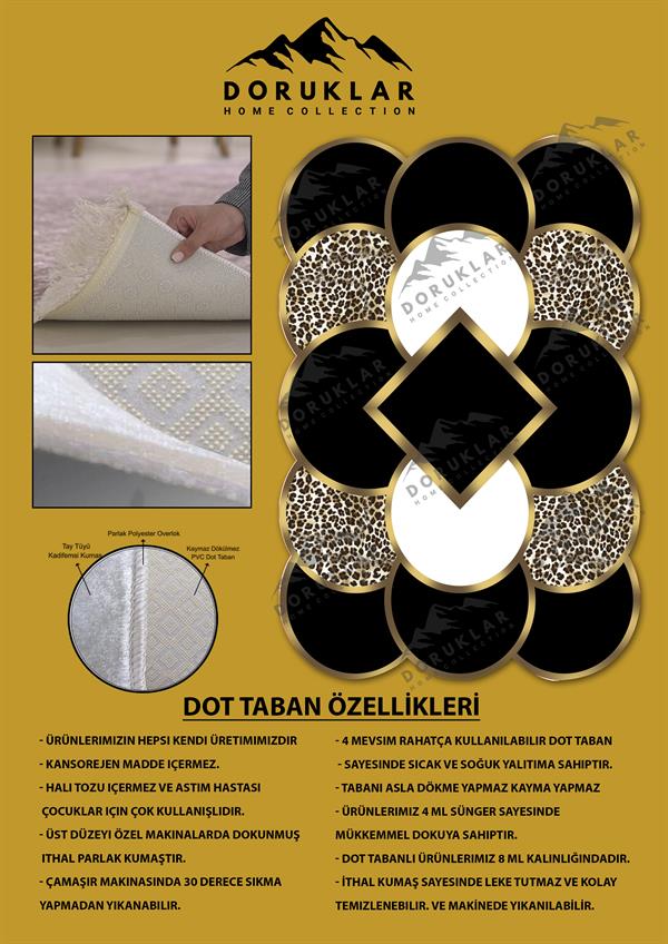 Kaymaz Taban Yıkanabilir Dijital Baskı Dekoratif Modern Desenli Elegance Serisi Lazer Kesim Dot Taban Halı ELG67