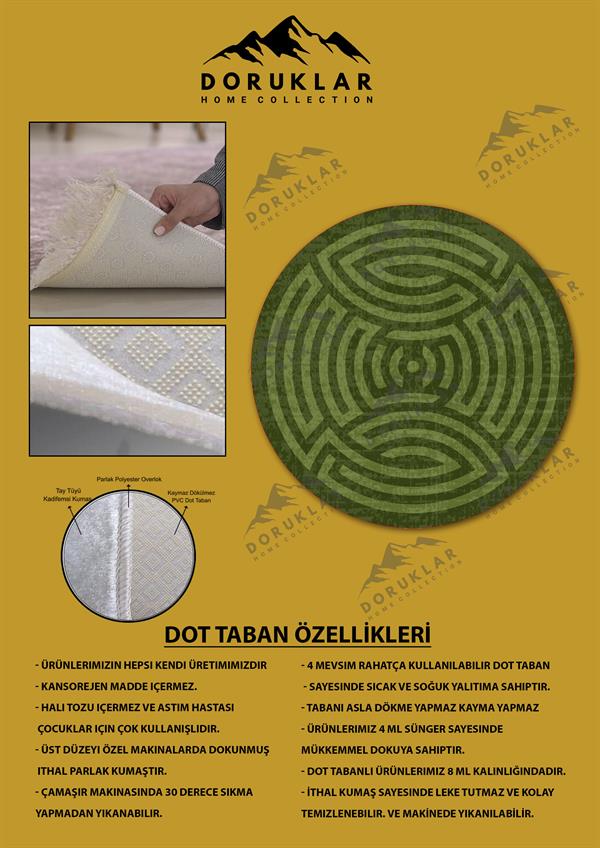 Kaymaz Taban Yıkanabilir Dijital Baskı Dekoratif Modern Desenli Maze Serisi Dot Taban Halı MZ05