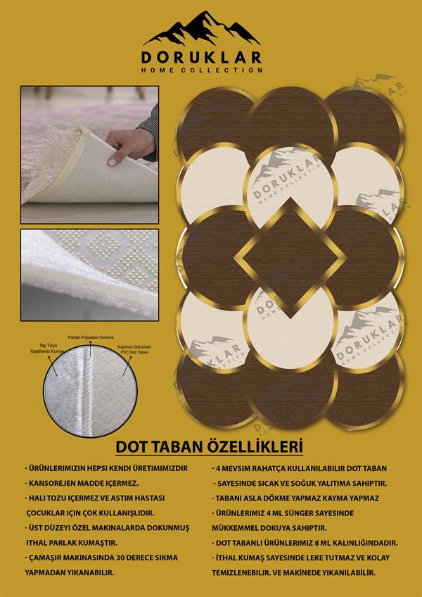 Kaymaz Taban Yıkanabilir Dijital Baskı Dekoratif Modern Desenli Elegance Serisi Lazer Kesim Dot Taban Halı ELG69