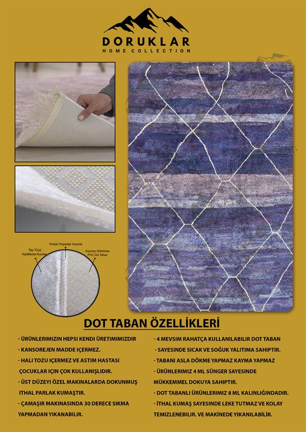 Kaymaz Taban Yıkanabilir Dijital Baskı Dekoratif Modern Desenli NesV2 Serisi Dot Taban Halı N2S08