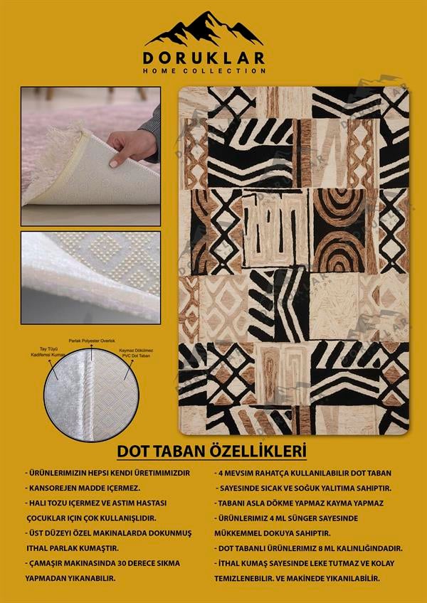 Kaymaz Taban Yıkanabilir Dijital Baskı Dekoratif Modern Desenli Dot Taban Halı