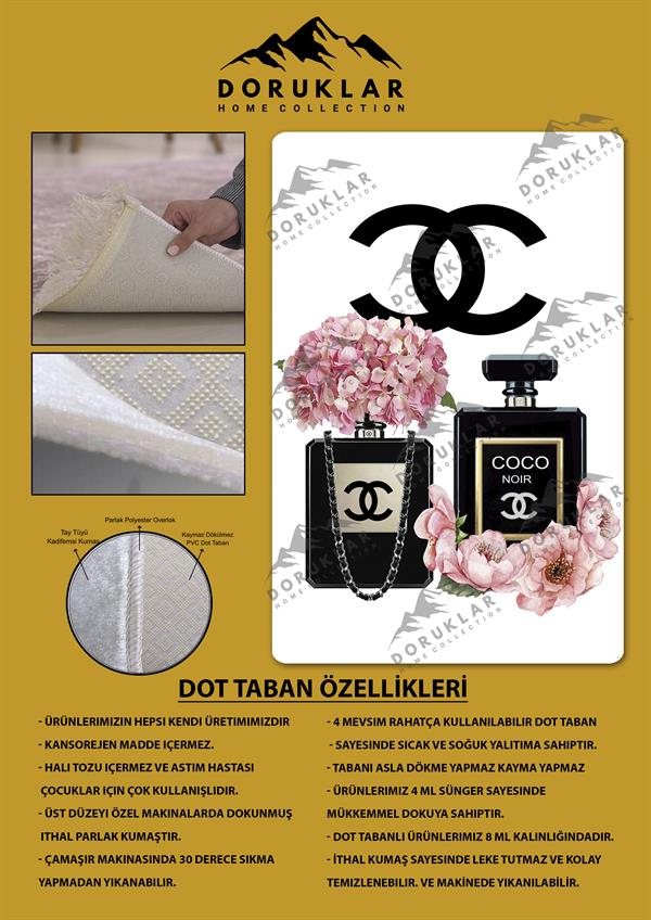 Kaymaz Taban Yıkanabilir Dijital Baskı Dekoratif Modern Desenli Lux Serisi Dot Taban Halı L05
