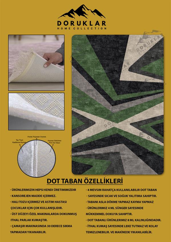 Kaymaz Taban Yıkanabilir Dijital Baskı Dekoratif Modern Desenli NesV2 Serisi Dot Taban Halı N2S13