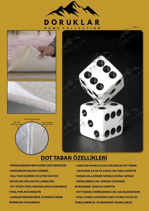 Kaymaz Taban Yıkanabilir Dijital Baskı Dekoratif Modern Desenli Dot Taban Halı CAS02
